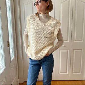 Vintage Off White Scoop Neck Sweater Vest